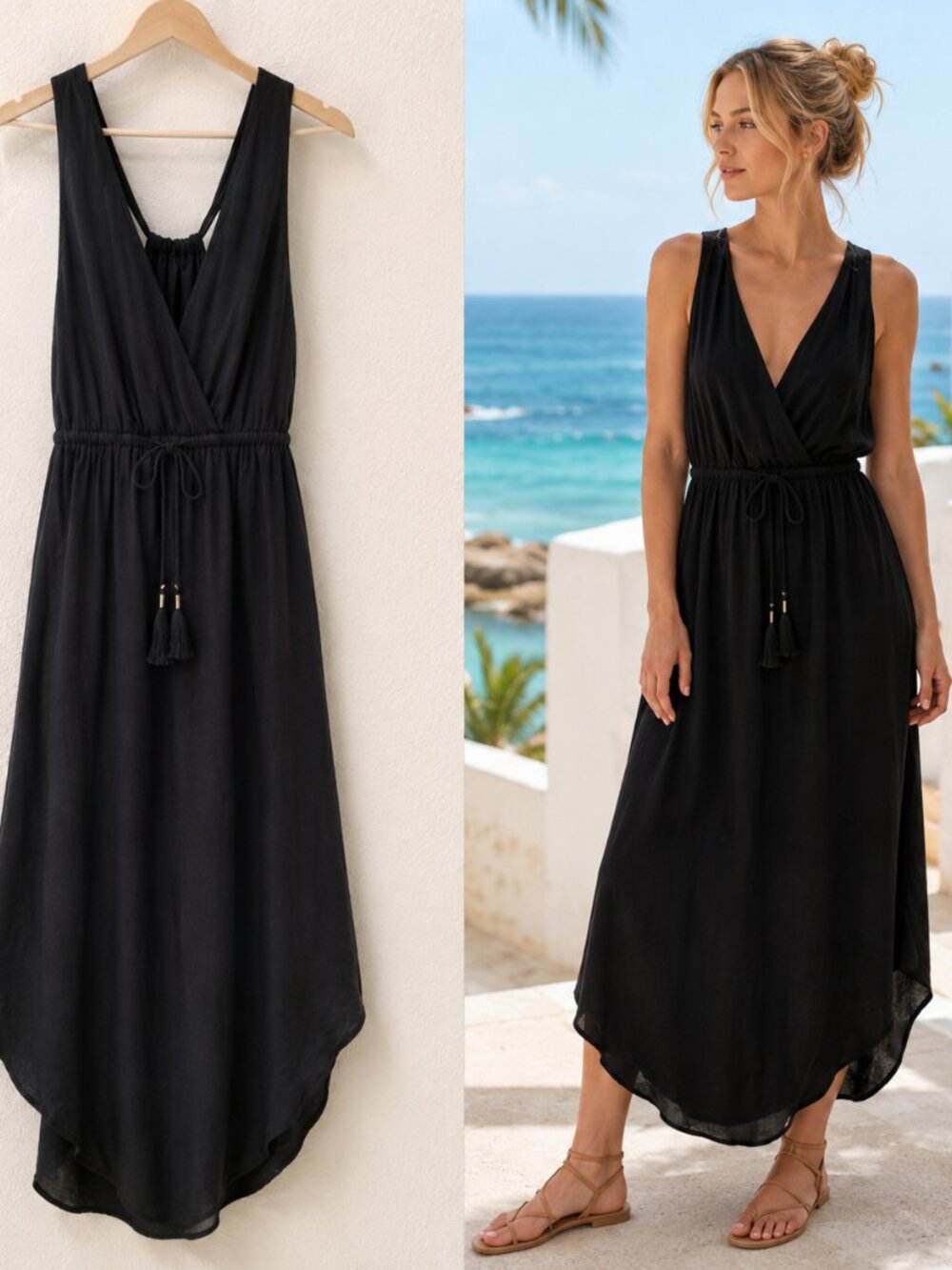 NWT L*Space Black Luxury Resort Cover Up Dress M Beach Boho Honeymoon Pool Dinne - Picture 2 of 9